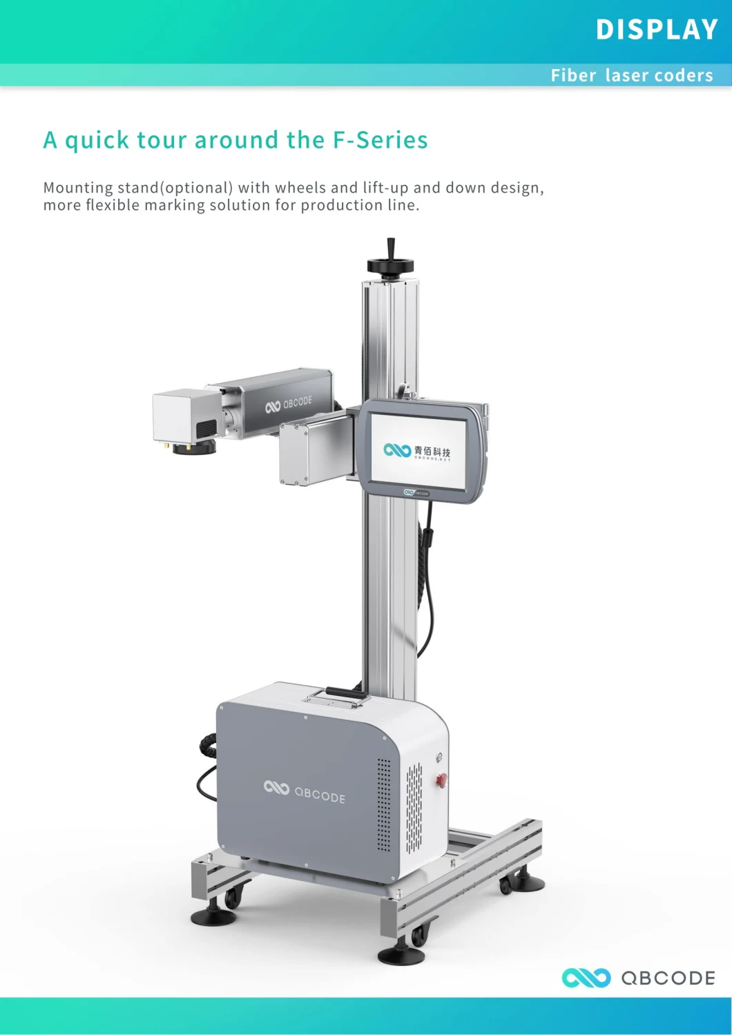 Qbcode High Speed Multiple Language30W Static Fiber Laser Marking Machine for Metal, Glass, Plastic with CE Certification